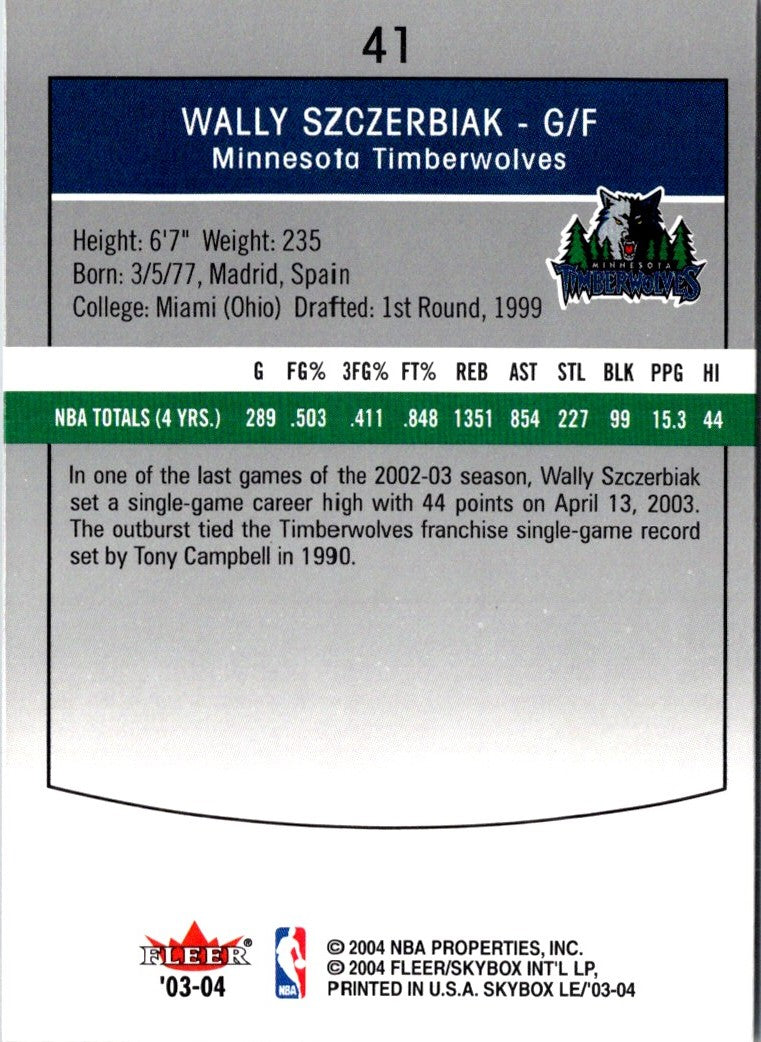 2003 SkyBox LE Wally Szczerbiak