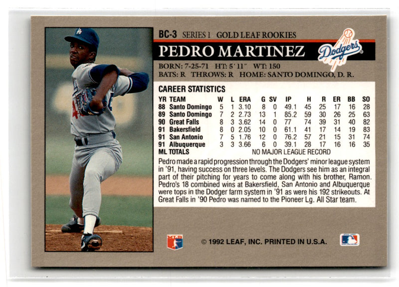 1992 Leaf Gold Rookies Pedro Martinez