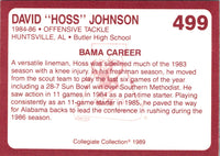 1989 Collegiate Collection Alabama Coke 580 David Johnson #499