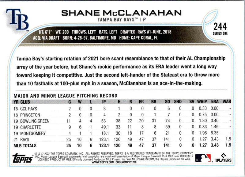 2022 Topps Shane McClanahan