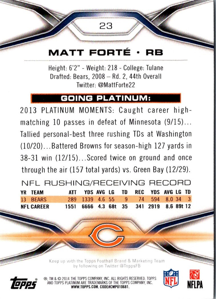 2014 Topps Platinum Matt Forte