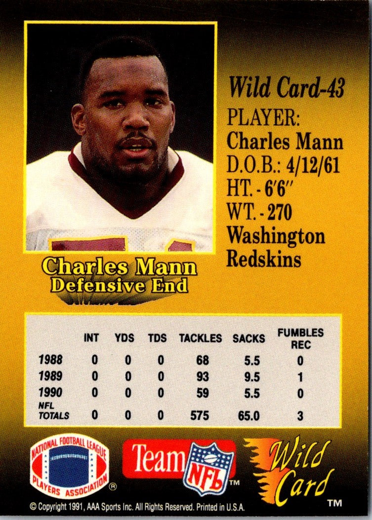 1991 Wild Card NFL Experience Exchange 10 Stripe Charles Mann