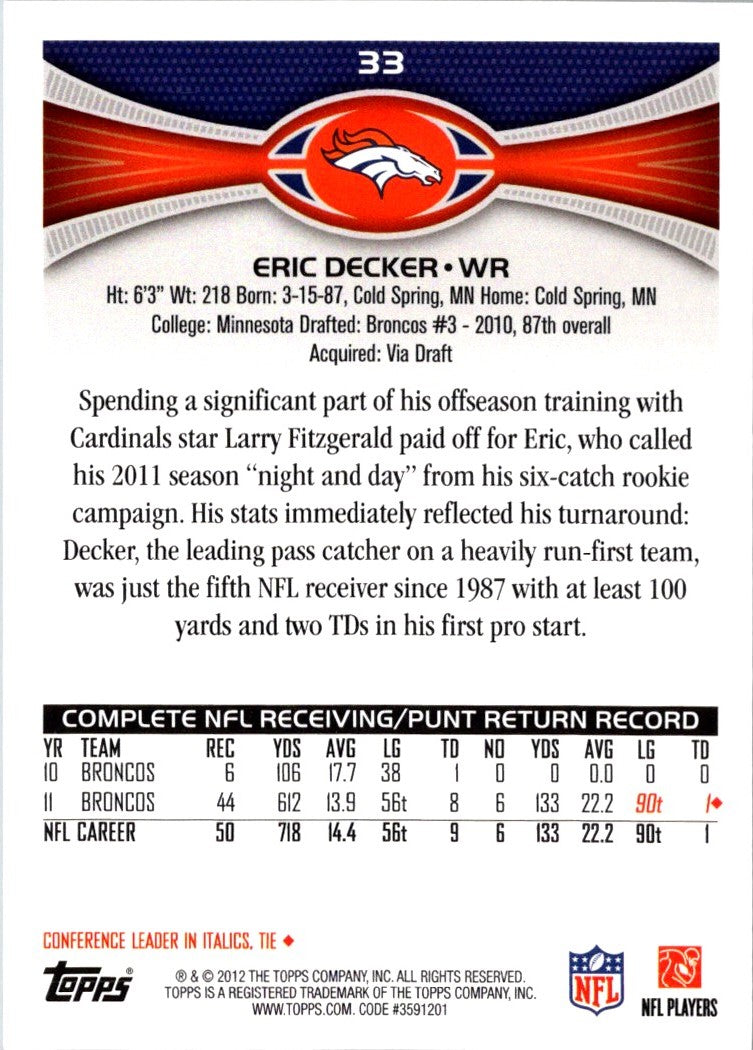 2012 Topps Eric Decker
