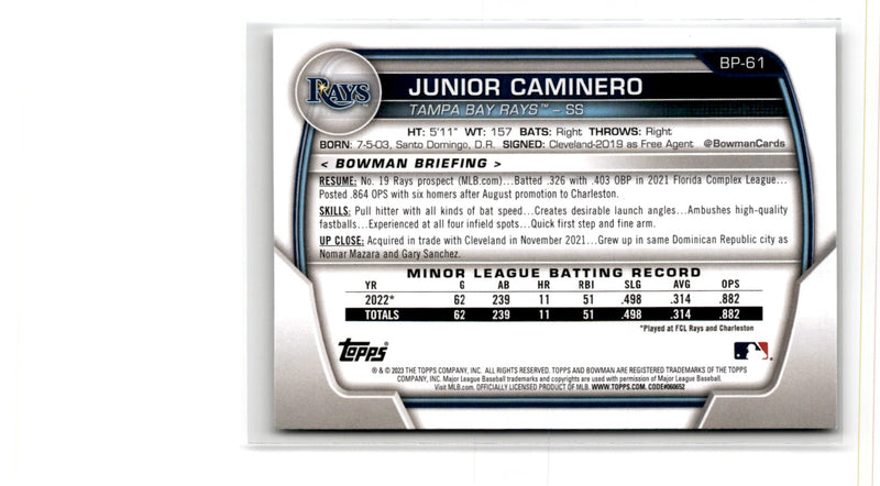 2023 Bowman Prospects Junior Caminero