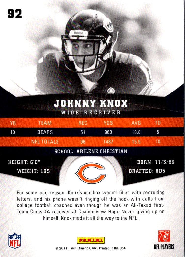 2011 Panini Gridiron Gear Johnny Knox