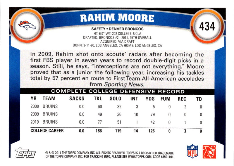 2011 Topps Rahim Moore