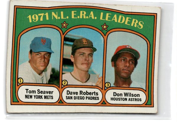 1972 Topps 1971 N.L. E.R.A. Leaders - Tom Seaver/Dave Roberts/Don Wilson #91