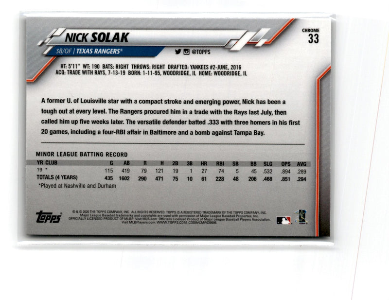 2020 Topps Chrome Nick Solak