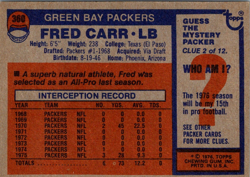 1976 Topps Fred Carr