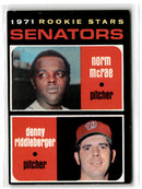 1971 O-Pee-Chee Senators Rookies - Norm McRae/Denny Riddleberger