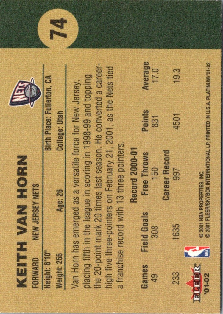 2001 Fleer Platinum Keith Van Horn