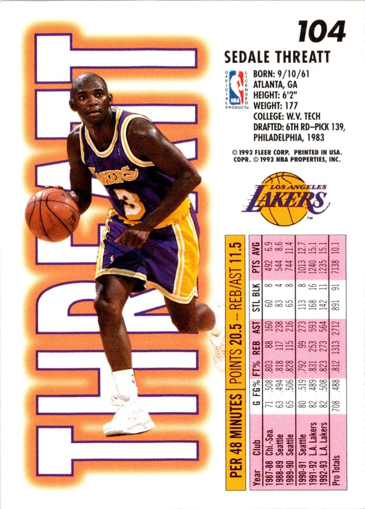 1993 Fleer Sedale Threatt
