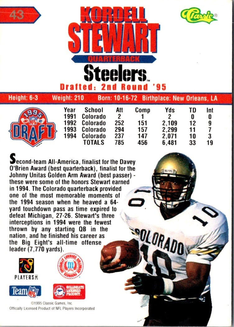 1995 Classic NFL Rookies Kordell Stewart