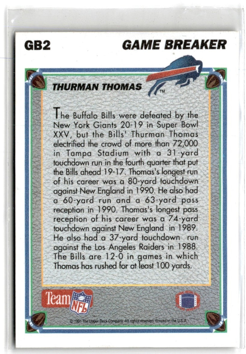 1991 Upper Deck Game Breaker Holograms Thurman Thomas