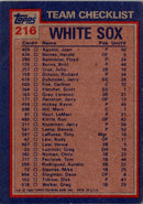 1984 Topps White Sox Batting & Pitching Leaders/Checklist