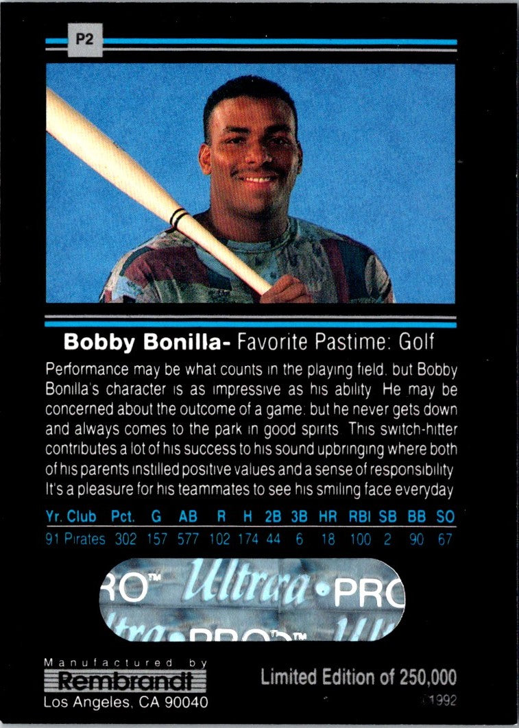 1992 Rembrandt Ultra-Pro Promos Bobby Bonilla