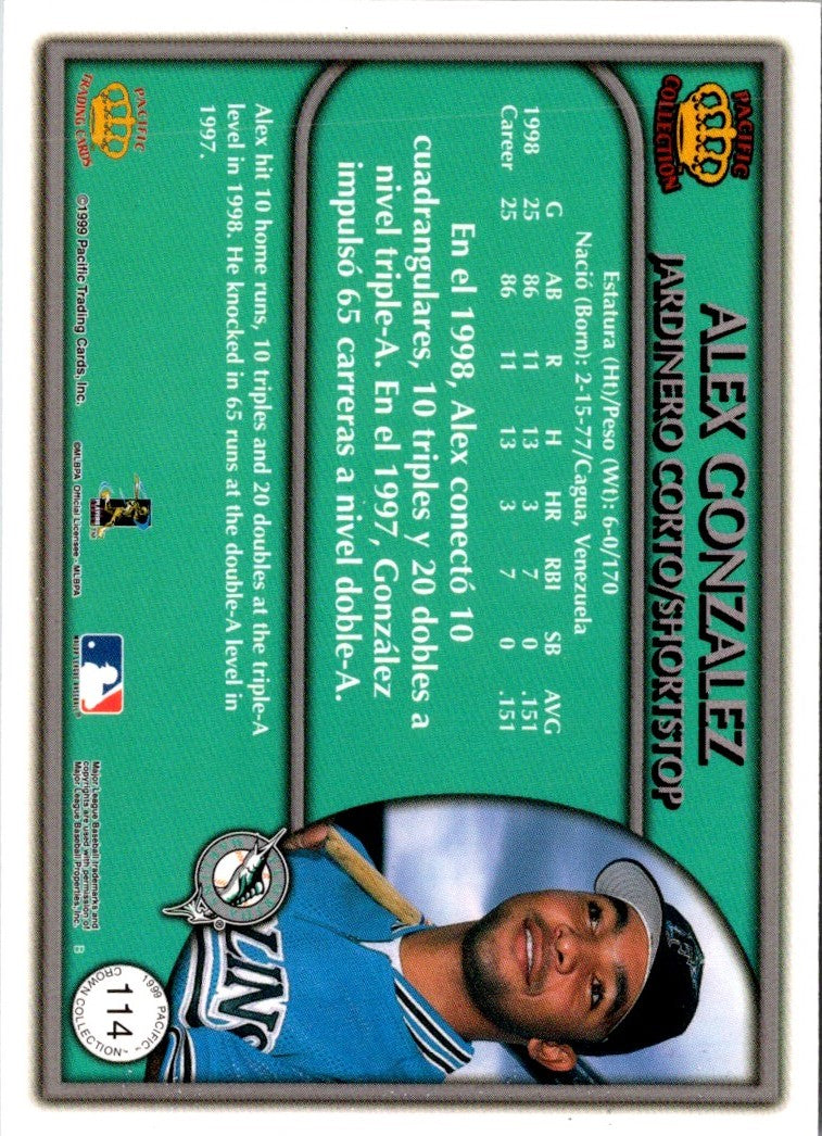 1999 Pacific Crown Collection Alex Gonzalez