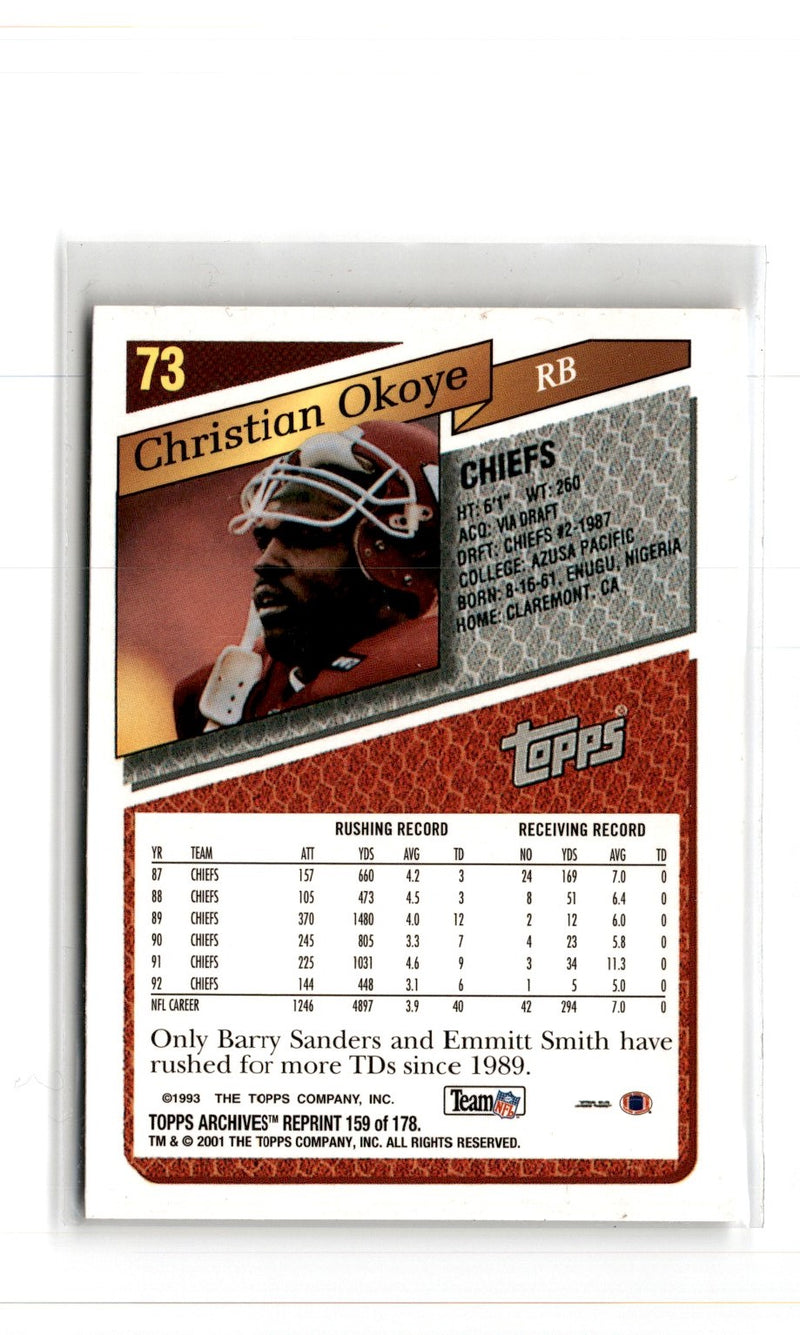 2001 Topps Archives Christian Okoye