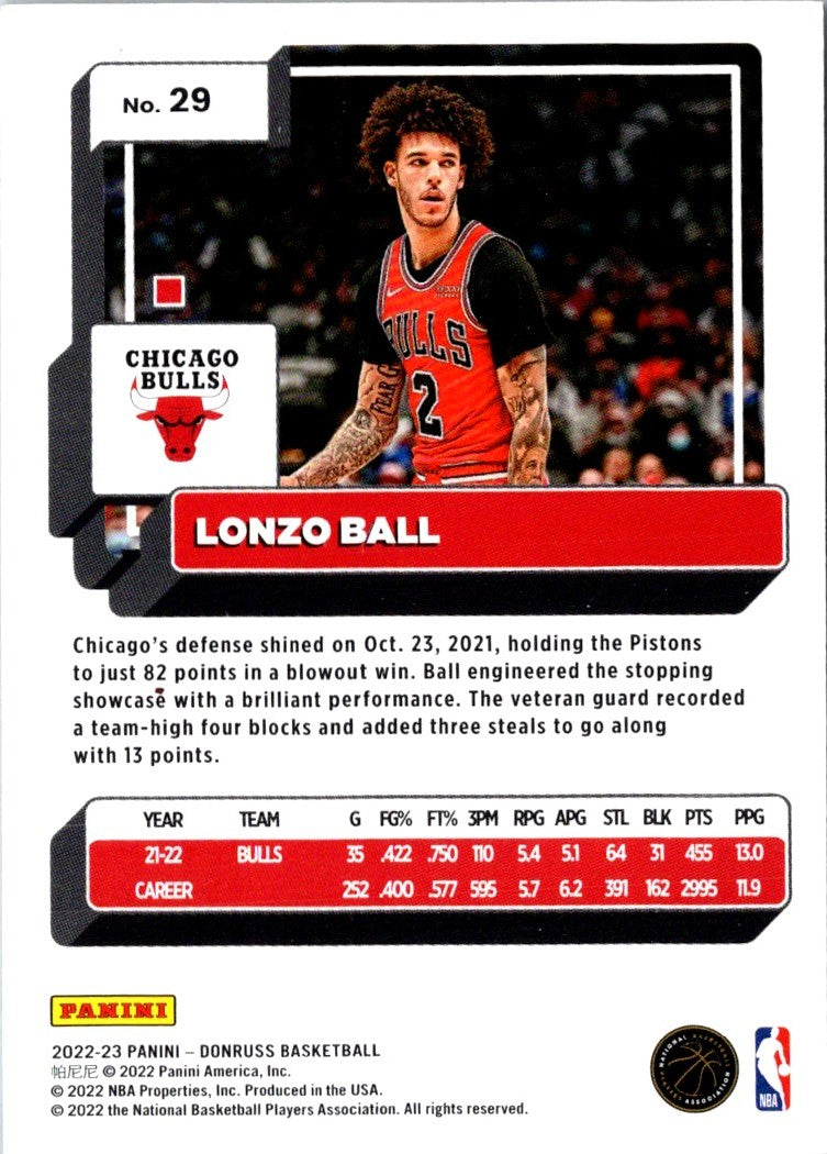 2022 Donruss Holo Laser Red/Gold Lonzo Ball