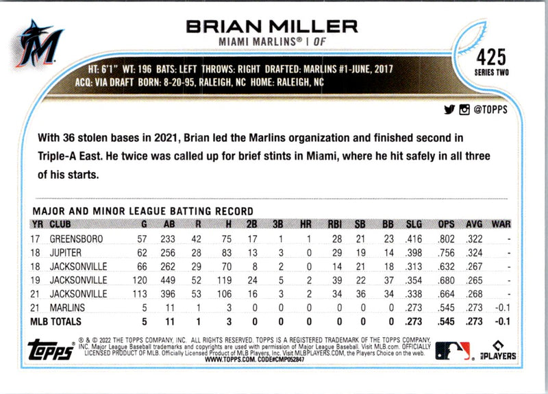 2022 Topps Brian Miller