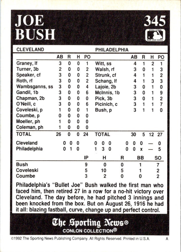 1992 Conlon Collection TSN Joe Bush
