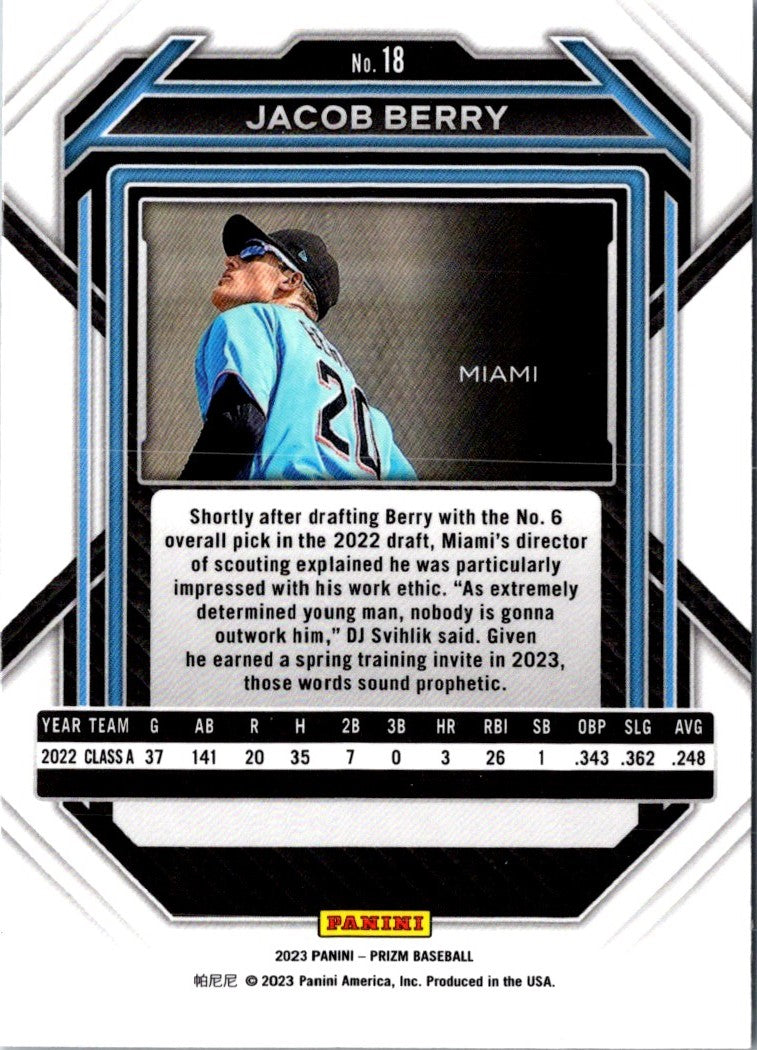 2023 Panini Prizm Blue Ice Jacob Berry