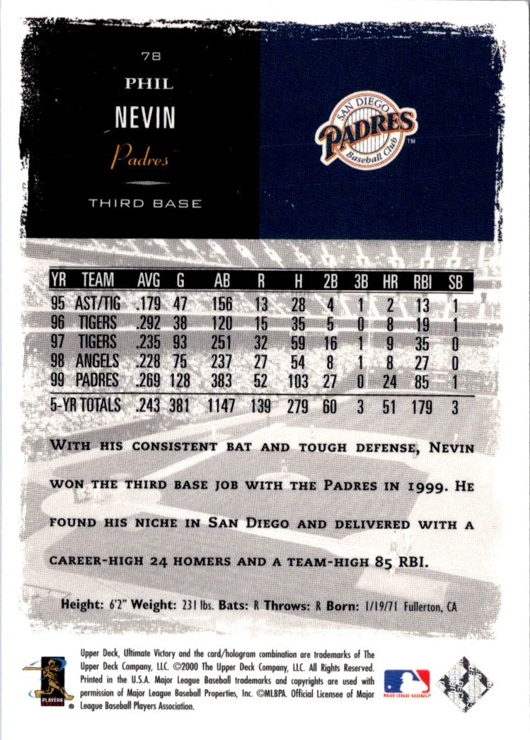 2000 Upper Deck Ultimate Victory Phil Nevin