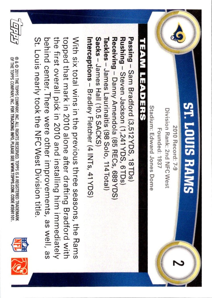 2011 Topps St. Louis Rams (Sam Bradford/Steven Jackson)