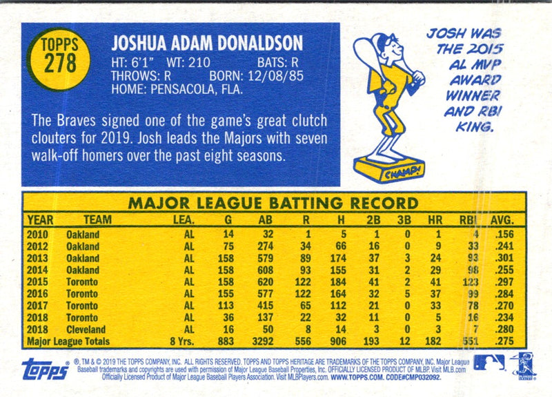 2019 Topps Heritage Josh Donaldson