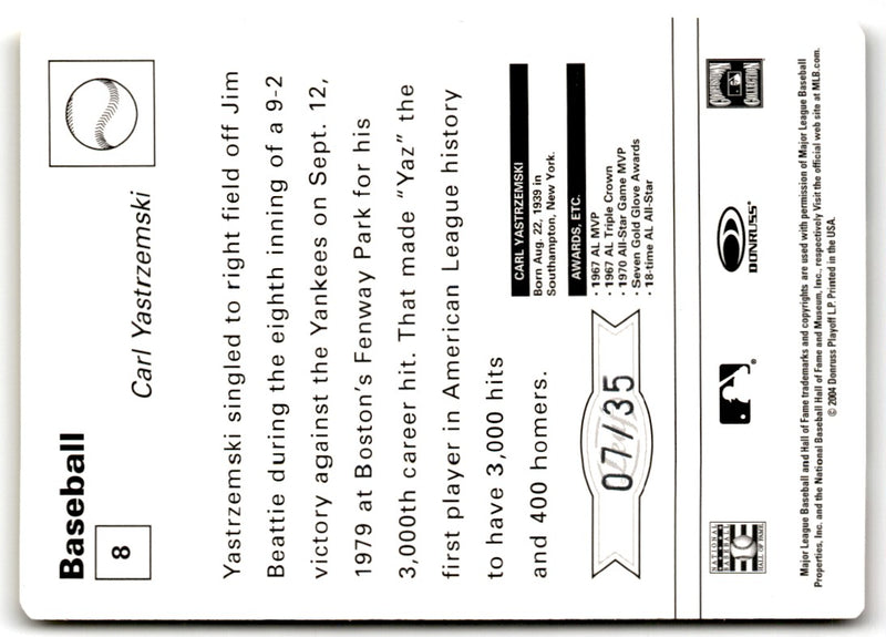 2005 Leaf Sportscasters 35 Teal Running-Glove Carl Yastrzemski