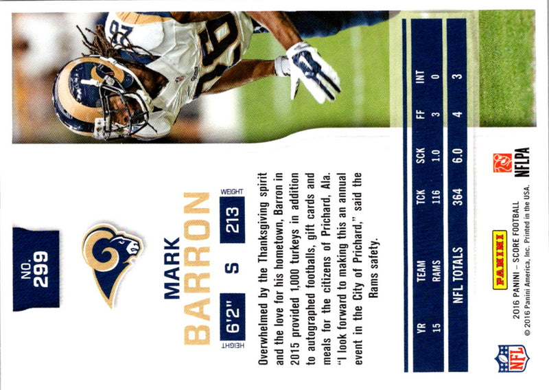 2016 Score Scorecard Mark Barron