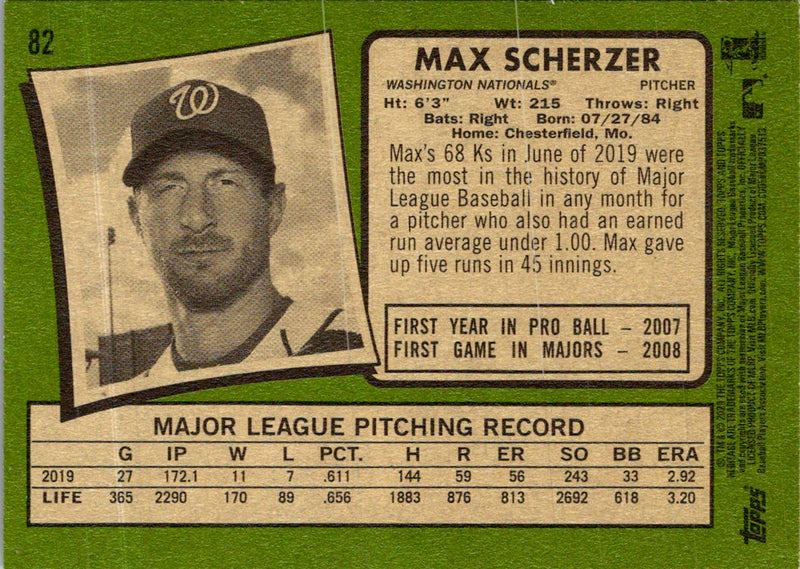 2020 Topps Heritage Max Scherzer