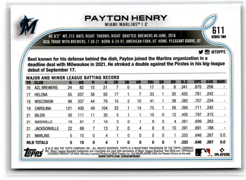 2022 Topps Payton Henry