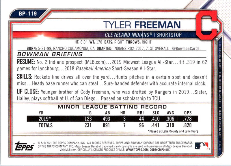 2021 Bowman Prospects Tyler Freeman