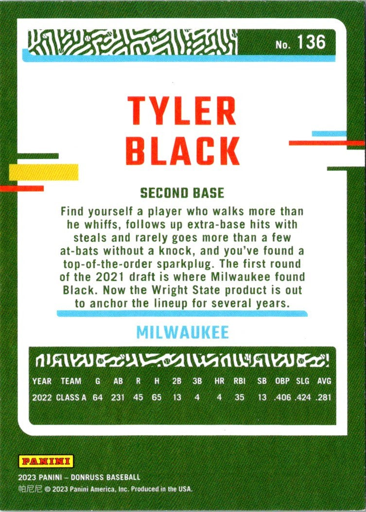 2023 Donruss Holo Blue Tyler Black