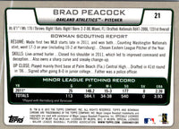 2012 Bowman Chrome Brad Peacock #21 Rookie