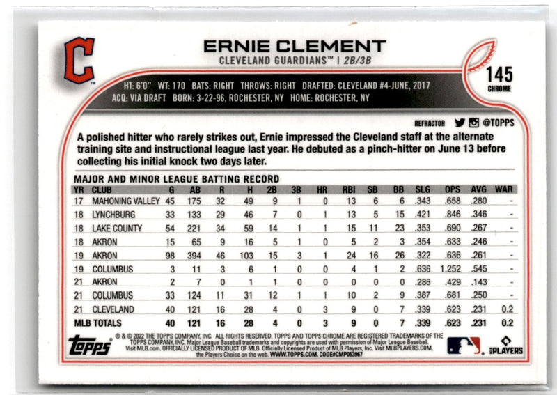 2022 Topps Chrome Ernie Clement