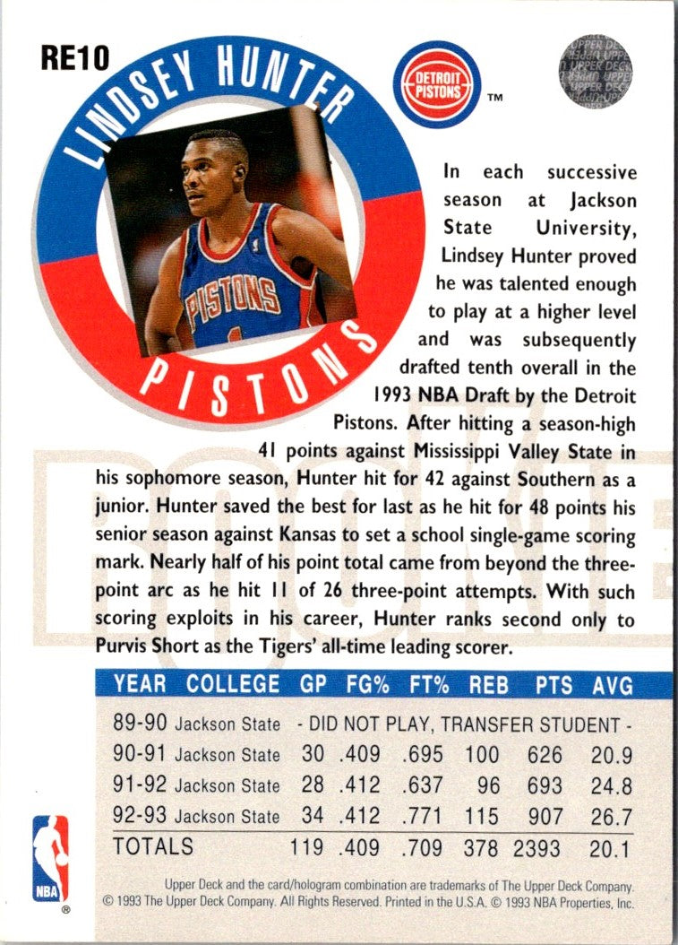 1993 Upper Deck Rookie Exchange Gold Lindsey Hunter