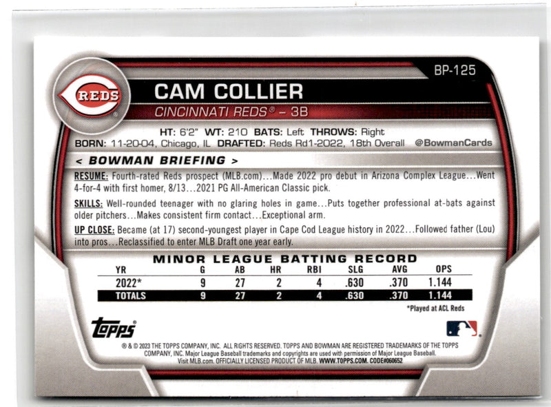 2023 Bowman Prospects Cam Collier