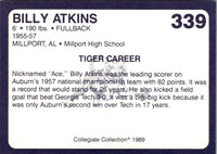 1989 Collegiate Collection Auburn Coke 580 Billy Atkins #339