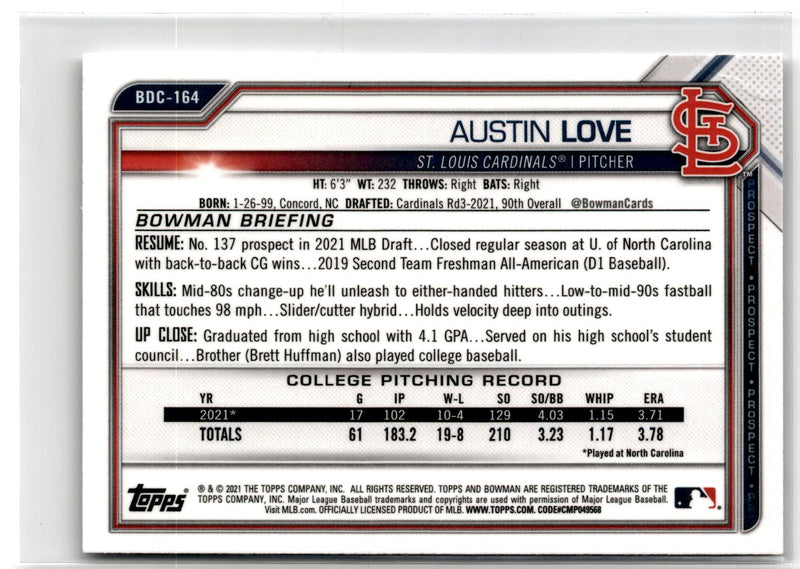 2021 Bowman Draft Chrome Austin Love