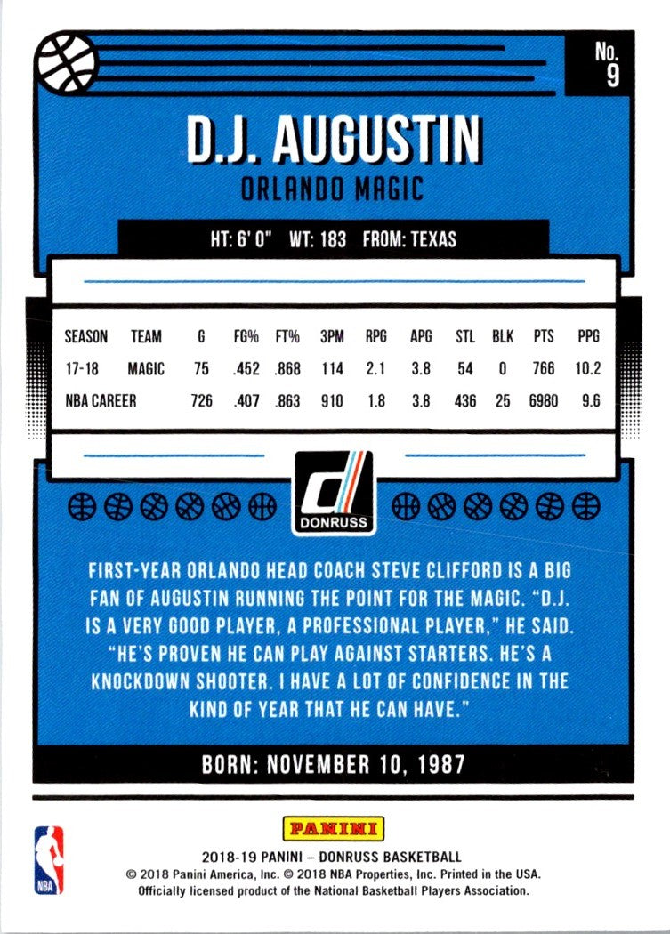 2018 Donruss D.J. Augustin