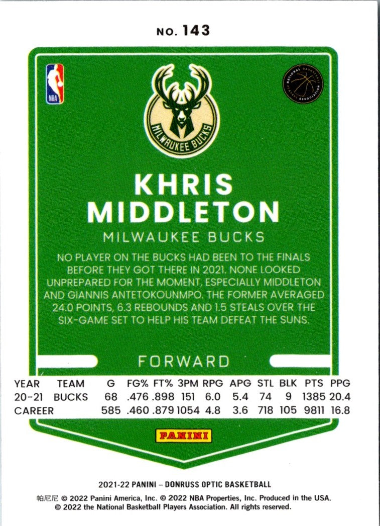 2021 Donruss Optic Khris Middleton