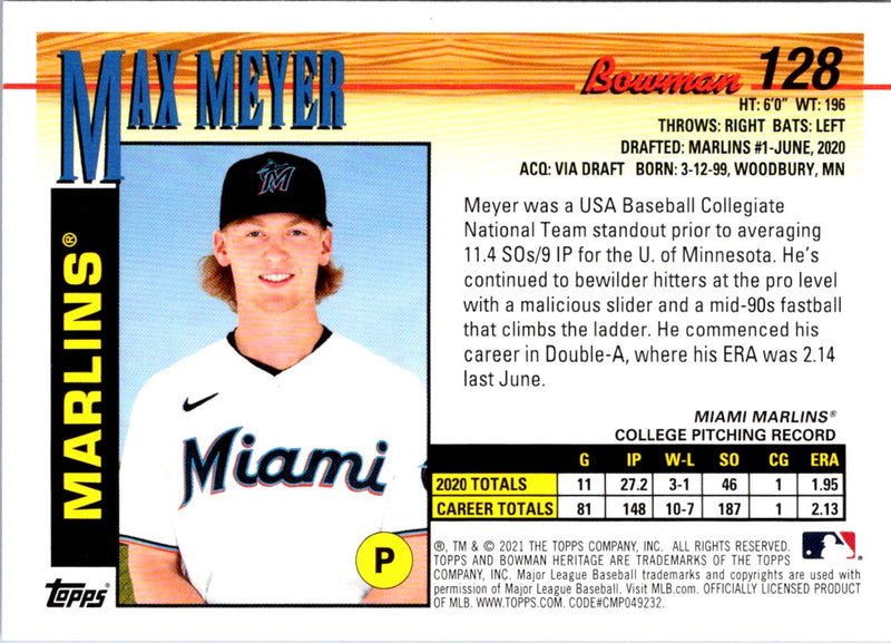 2021 Bowman Heritage Max Meyer