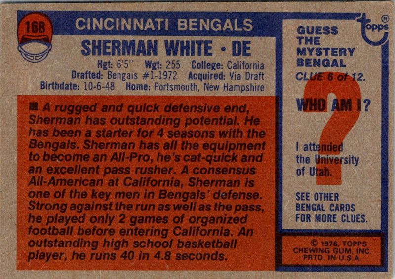 1976 Topps Sherman White