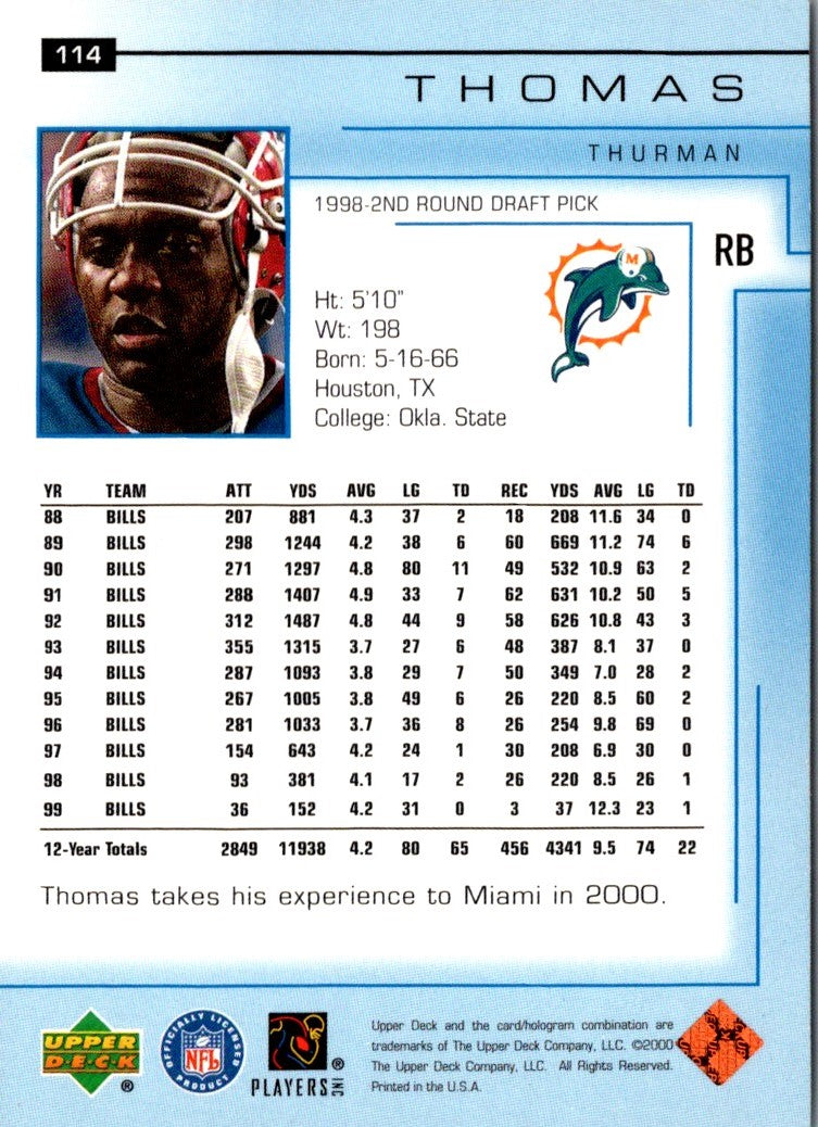 2000 Upper Deck Thurman Thomas