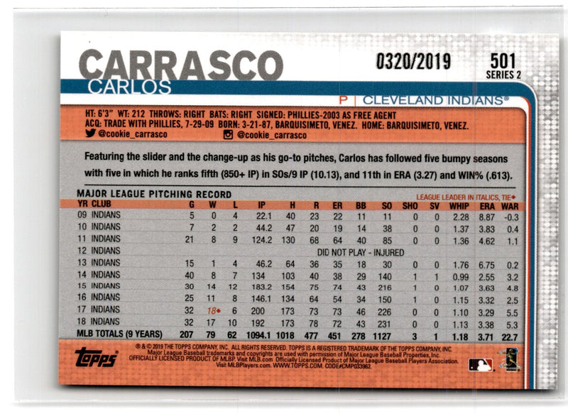 2019 Topps Carlos Carrasco