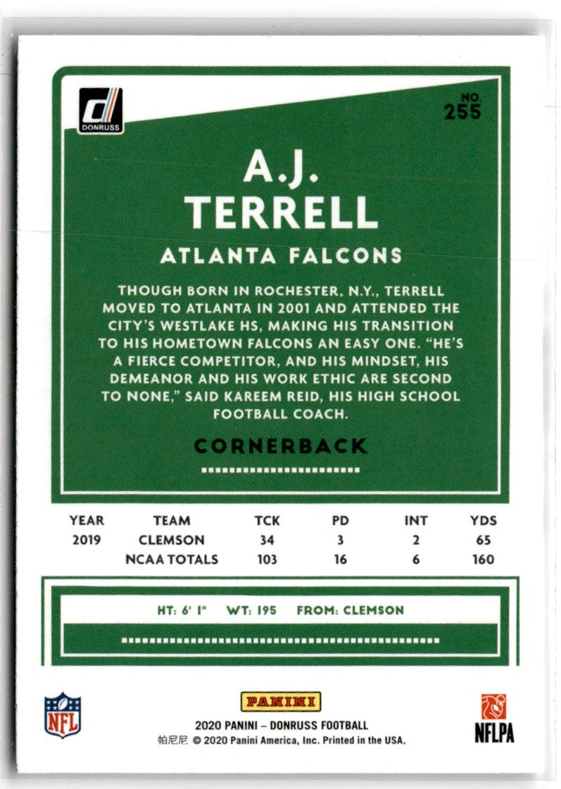 2020 Donruss Press Proofs Red A.J. Terrell