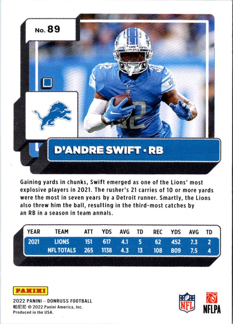 2022 Donruss Blue Press Proof D'Andre Swift