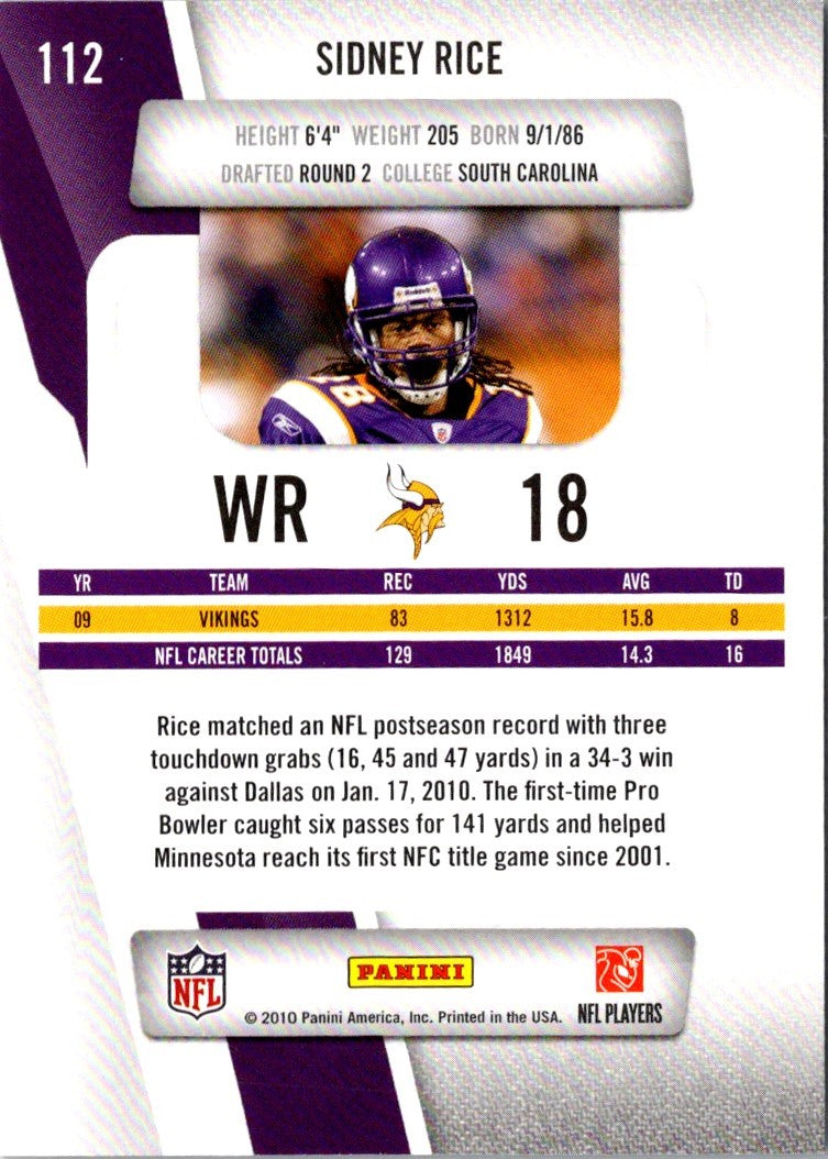 2010 Panini Prestige Sidney Rice